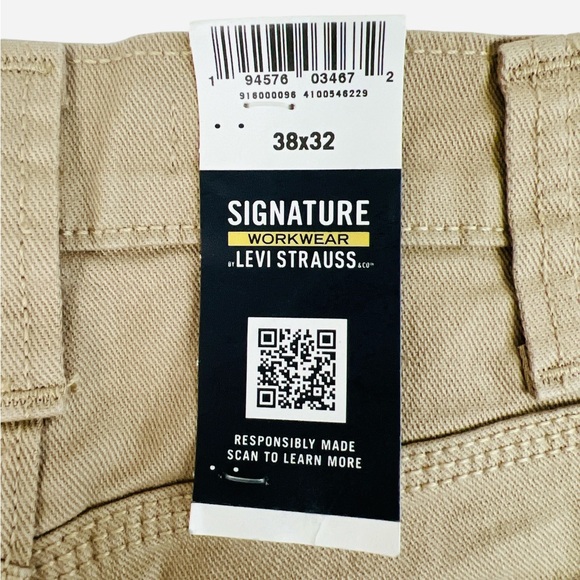 Signature by Levi Strauss Workwear Men’s Carpenter Pants Jeans Beige Size 38x32 - Picture 13 of 15